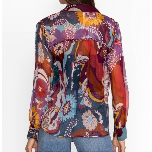 Johnny Was Jade Katerina Braided  Multicolor Floral Blouse - Picture 5 of 15